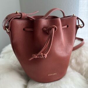 Sezane Micro Farrow Bucket Bag in Vintage Blush